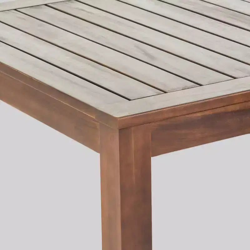 Ensemble repas 7 pièces Newcastle en bois et osier : Cadre en aluminium, résistant aux intempéries - Christopher Knight Home