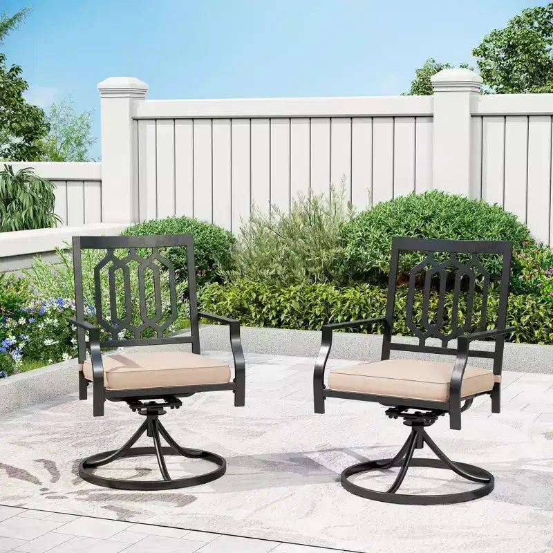 5pc Patio Set with Swivel Chairs & Square Metal Table - Captiva Designs: Outdoor Dining Furniture Set