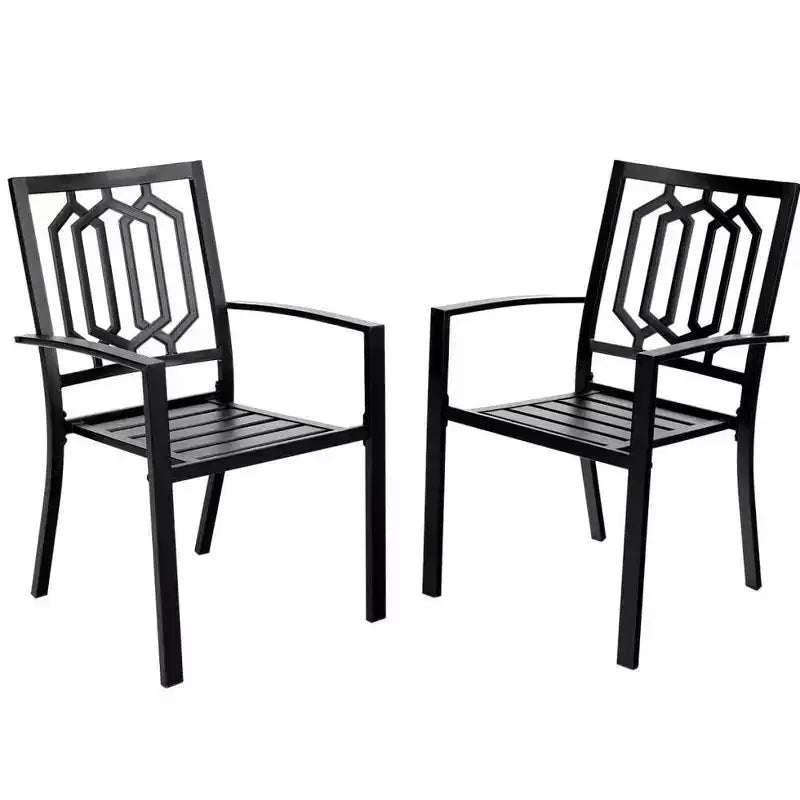 5pc Metal Indoor/Outdoor Square Dining Table with Arm Chairs & Umbrella Hole - Captiva Designs: Weather-Resistant Set