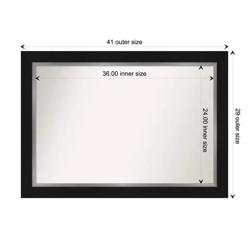 42" x 30" Non-Beveled Eva Bathroom Wall Mirror Black - Amanti Art: Modern Rectangle, Wall Mount