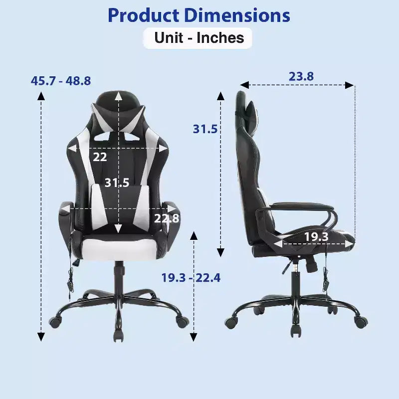 FDW Gaming Chiar Comfortable and Stylish Massage Office Chair with Adjustable Lumbar Support 360-Degree Swivel and Smooth-Rolling Casters