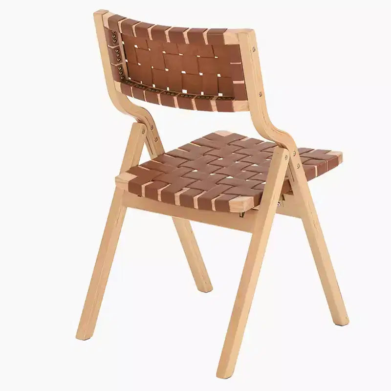 MAYEERTY Chaises de salle à manger pliables et empilables en bois, lot de 2, assise et dossier tissés, beige - naturel