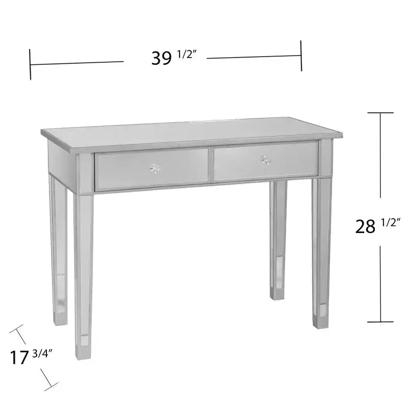 Console à 2 tiroirs Mirage Mirrored - Argent - SEI