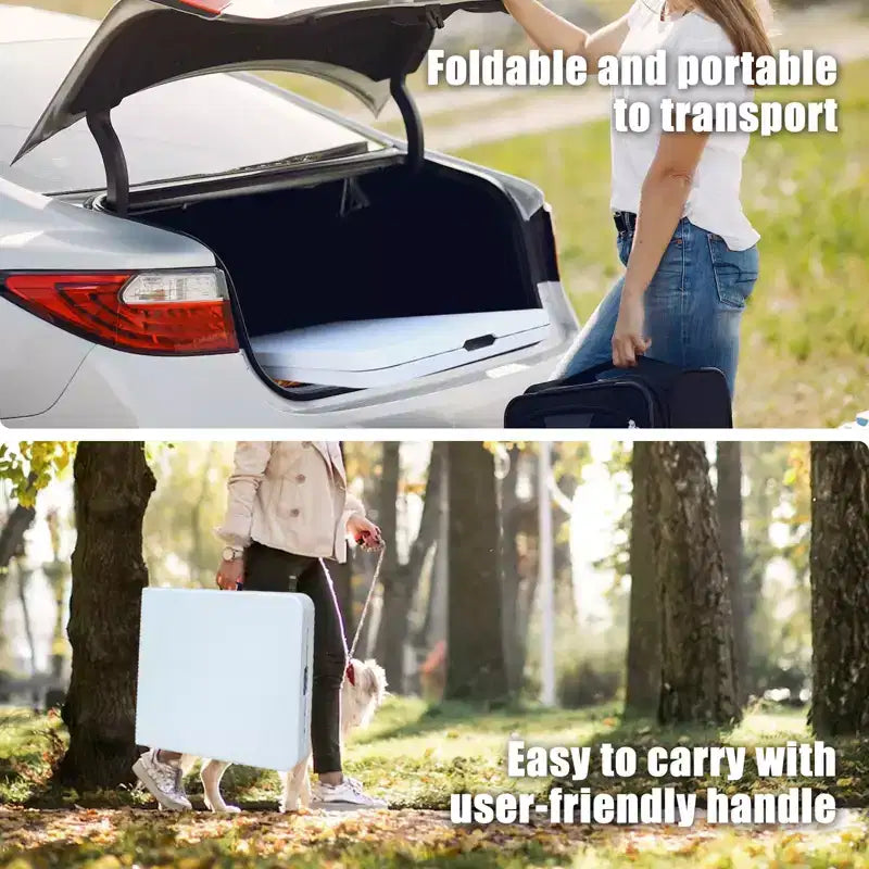 Table pliante 180 cm, table en plastique portable très résistante avec poignée