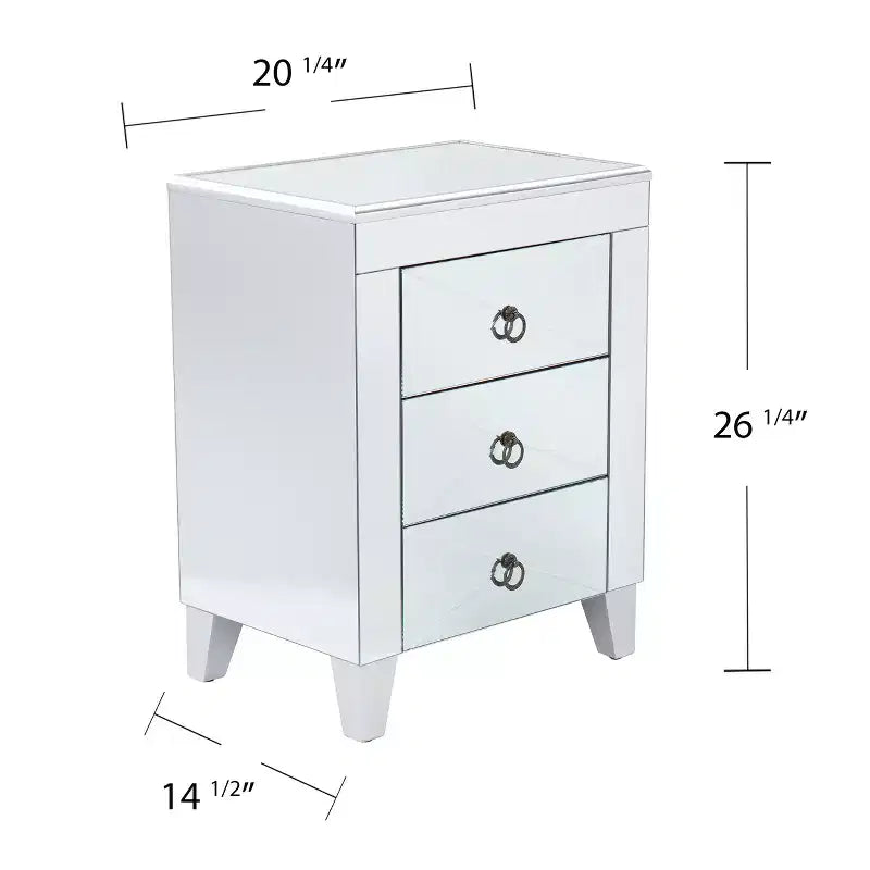Cresheim Mirrored End Table with Drawers - Silver - SEI