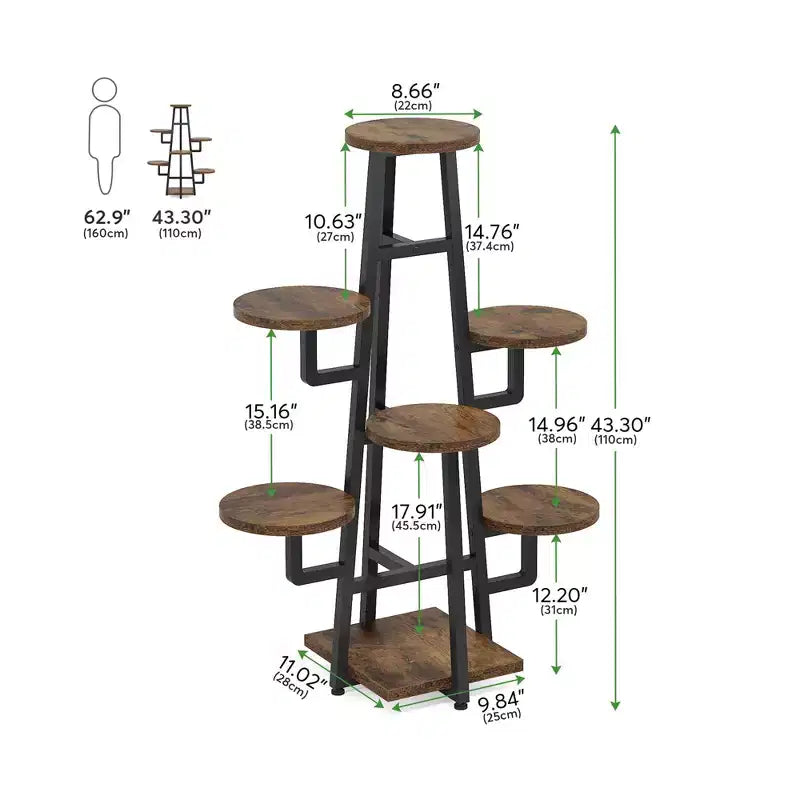 MAYEERTY 43.3-Inch Plant Stand 6 Large Round Panels Sunlight-Friendly High-Low Design