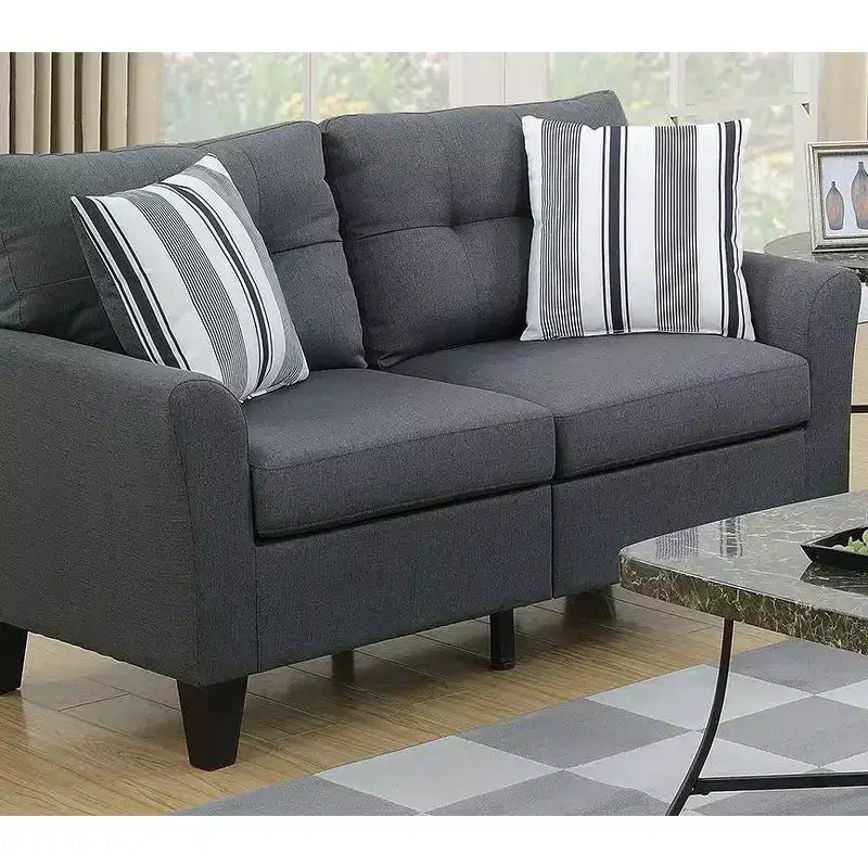 Ensemble de canapés modernes 2 pièces Okak avec coussins épais, pieds en pin massif, causeuse rembourrée pour appartements, salon