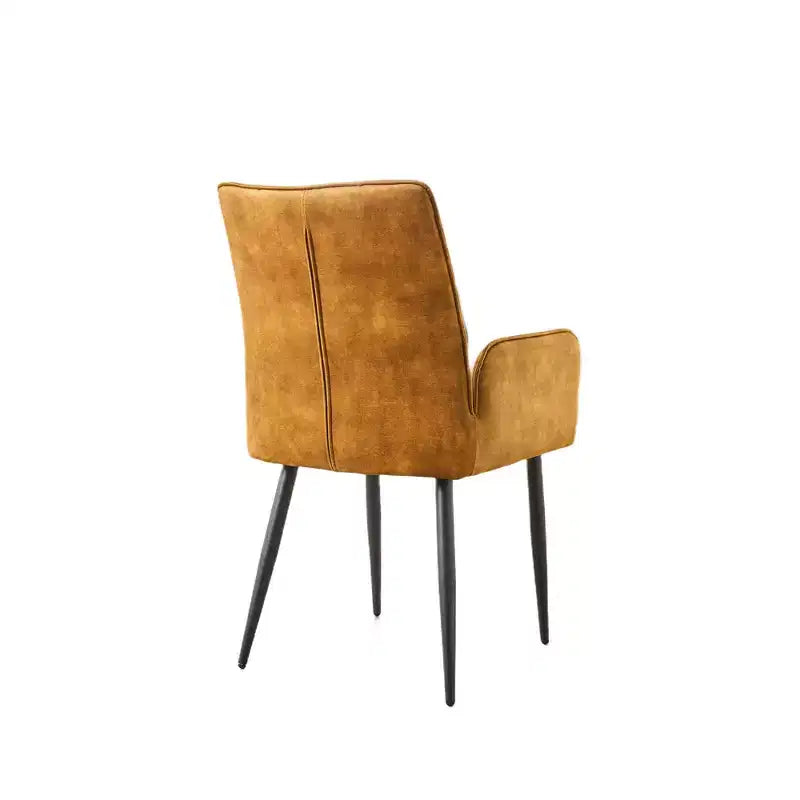 ModernLuxe Lot de 2 chaises de salle à manger en velours avec assise rembourrée douce et cadre en fer, chaises sans accoudoirs, jaune/gris