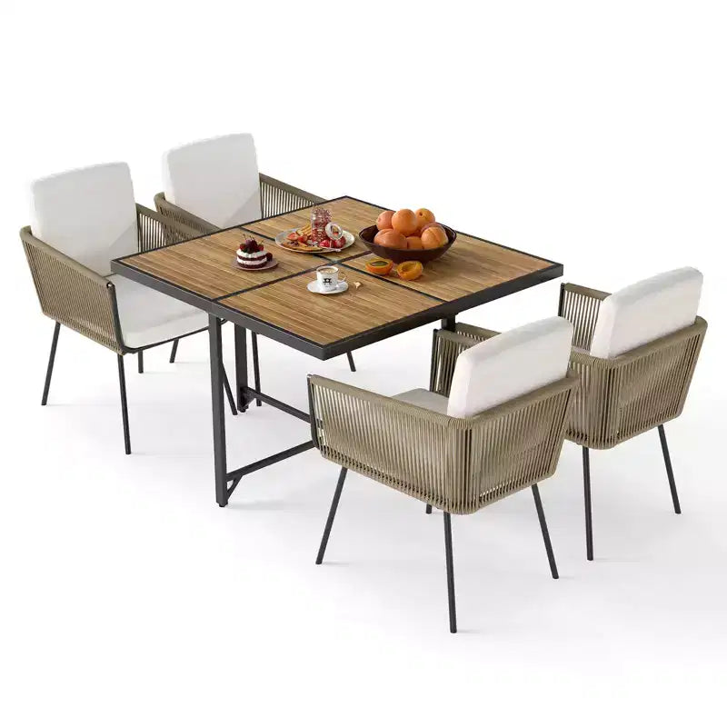 Costway Ensemble de salle à manger d'extérieur 5 pièces Table rectangulaire et chaises