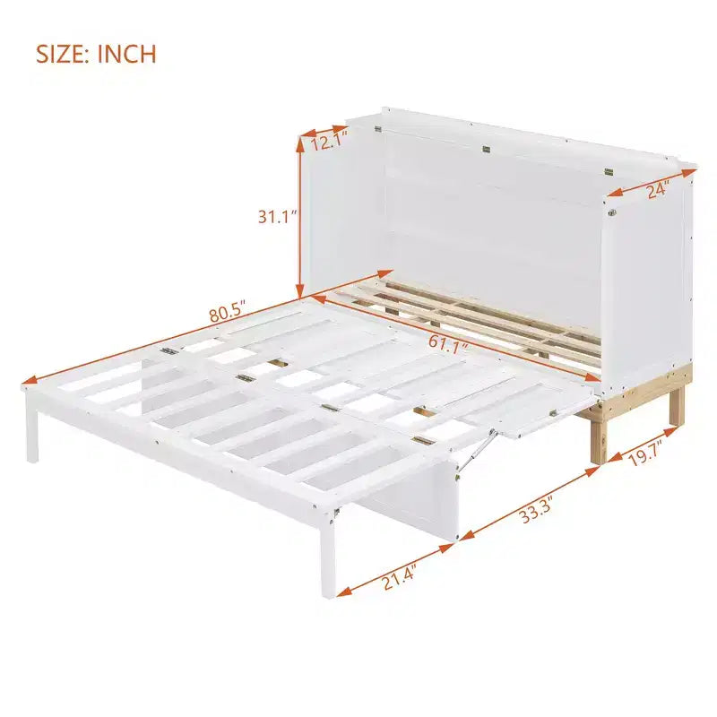 Lit escamotable grand lit (Queen Size) Whisen, peu encombrant, construction durable, installation simple avec quincaillerie incluse