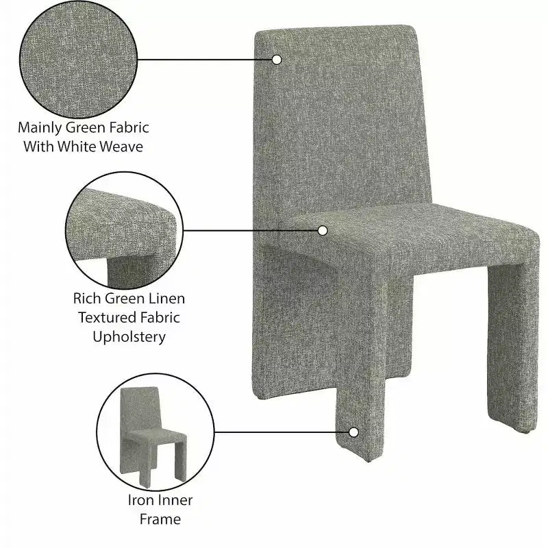 Chaise de salle à manger Meridian Furniture Benson en tissu texturé de lin, ensemble de 2