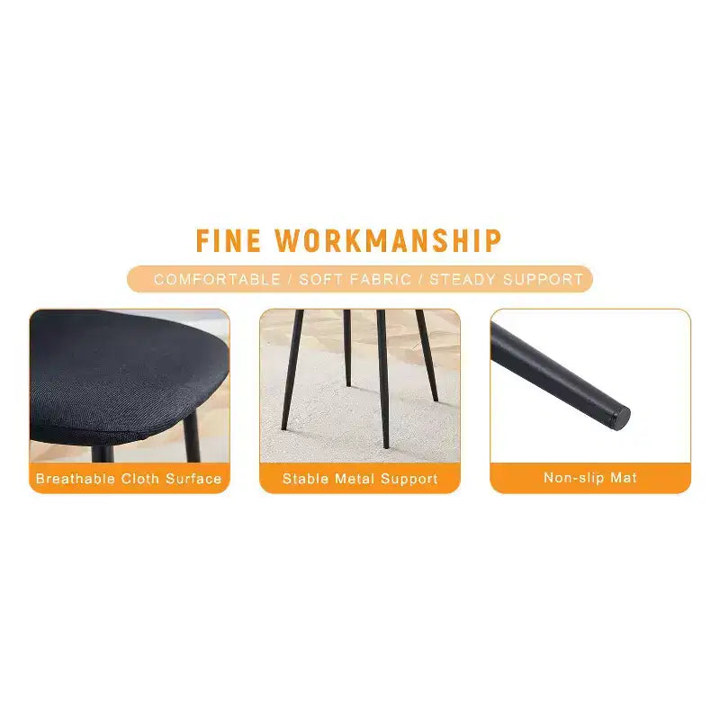 MAYEERTY Lot de 4 chaises de salle à manger de luxe, simples, en lin et coton noirs, pieds en métal noir, s'adaptent à divers décors