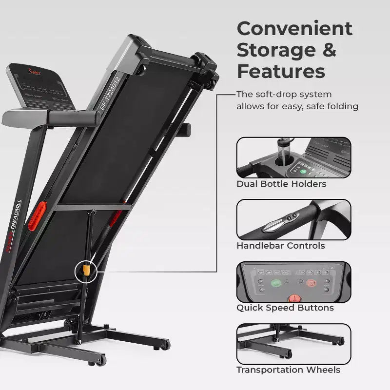 Tapis de course intelligent Sunny Health & Fitness Active 400 AutoIncline avec WiFi, Bluetooth, 15 niveaux d'inclinaison et plateforme de course amortissante