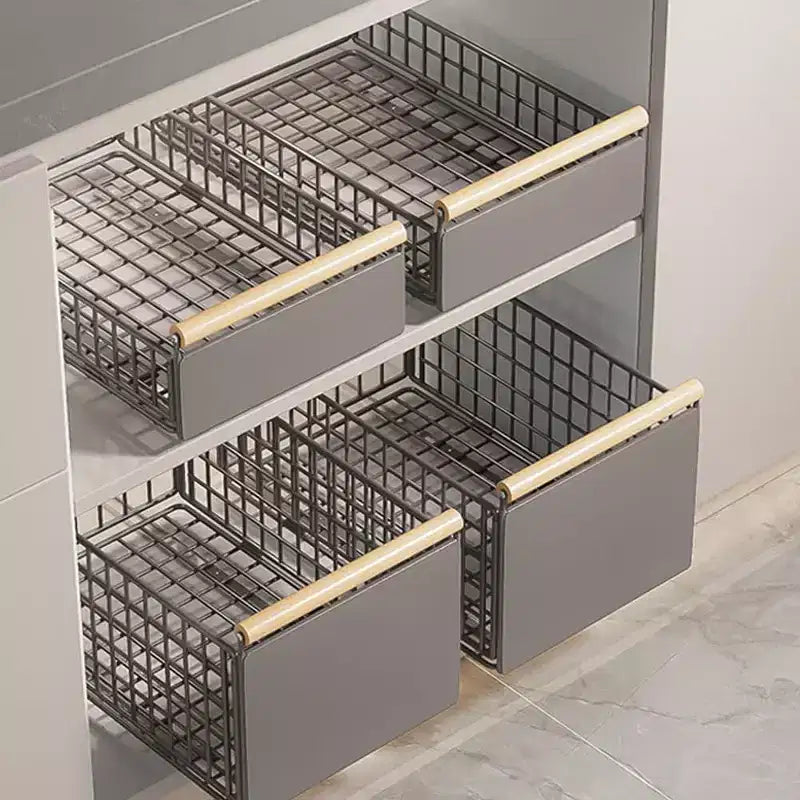 Organisateur de tiroir de cuisine, étagère de placard télescopique coulissante extensible en métal - Organisateur sous évier sans perçage