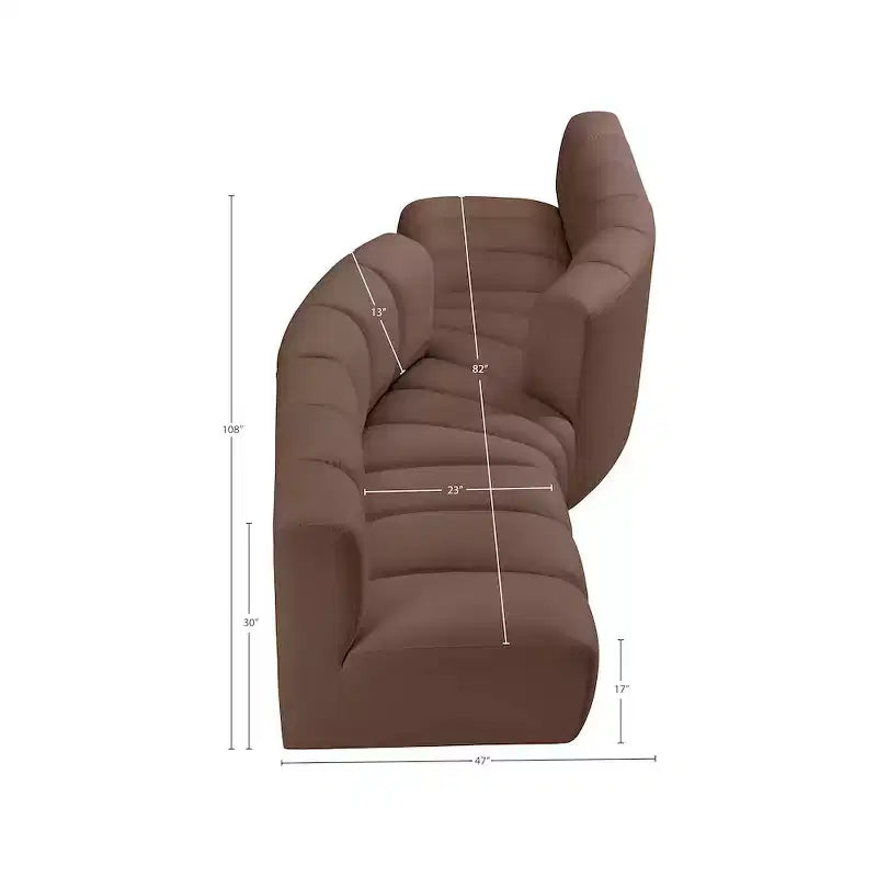 Meridian Furniture, Canapé modulable Arc en cuir vegan marron