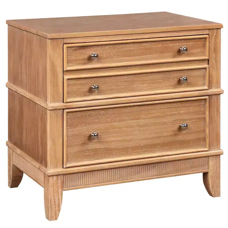 Table de chevet GDFStudio Bellic rustique en bois à 3 tiroirs (lot de 2)