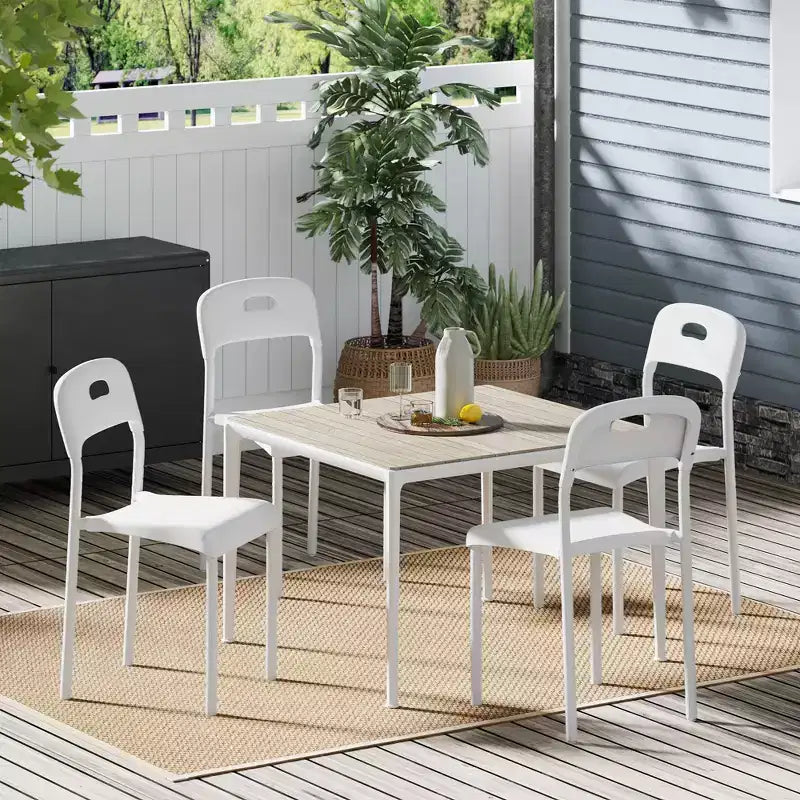 Plastic Stackable Dining Chairs with Metal Legs for Conference Room Office Dining Table, Easy Assembly, Stain-Resistant, Indoor & Outdoor Use