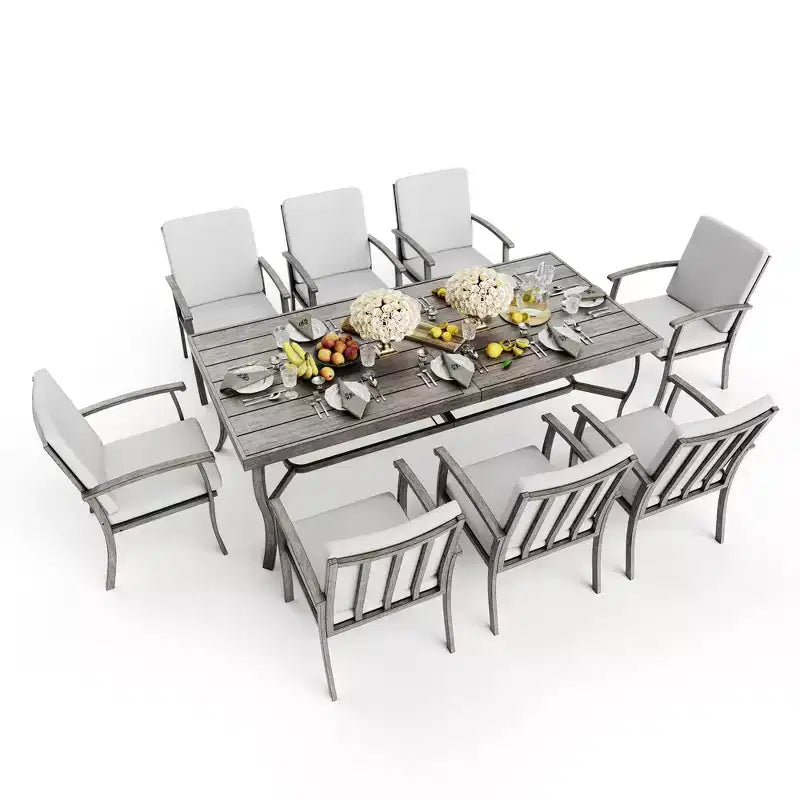 HAPPATIO 9 Piece Aluminum Patio Dining Set, Outdoor Dining Table and Chairs Set