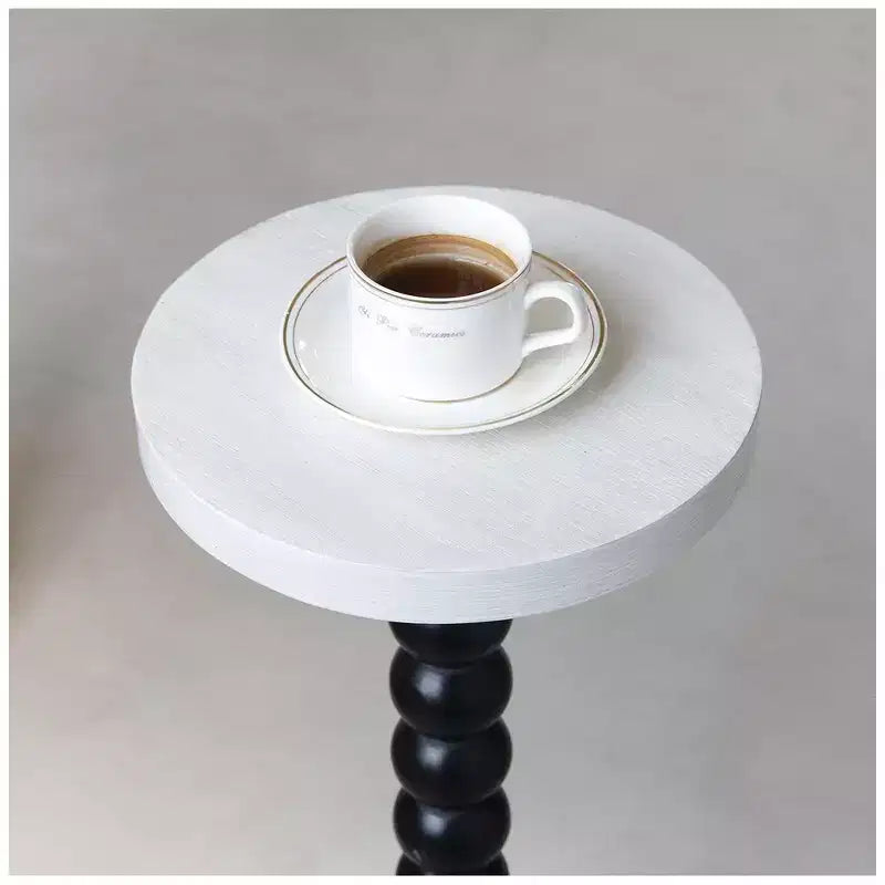 COZAYH Petite Table d'Appoint Ronde sur Pied, Meuble de Salon, Noir et Blanc