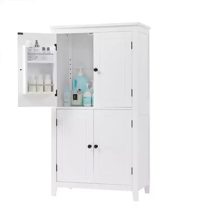 Elegant Bathroom Floor Storage Cabinet Bathroom Storage Unit Freestanding Cabinet with 4 Doors