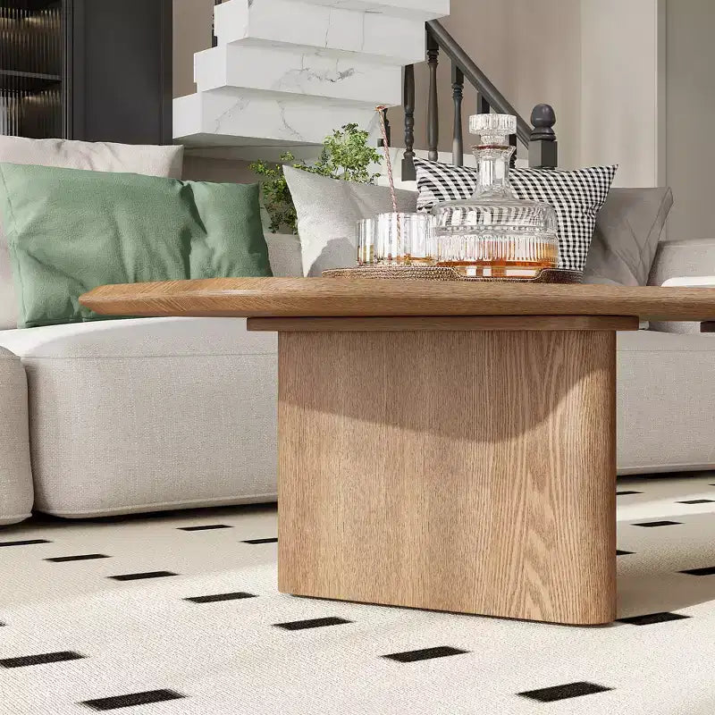 Table basse irrégulière GDFStudio Petrov rustique en bois à double piédestal