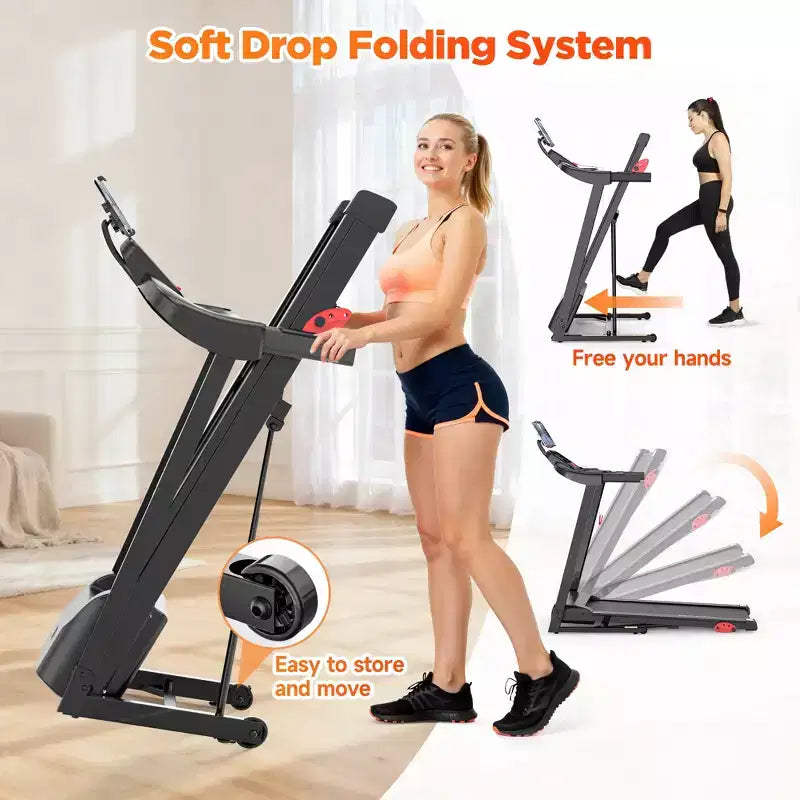 Folding Treadmill w/ Incline, 3.5HP Treadmill for Home w/ 330lb Capacity, 71 Programs