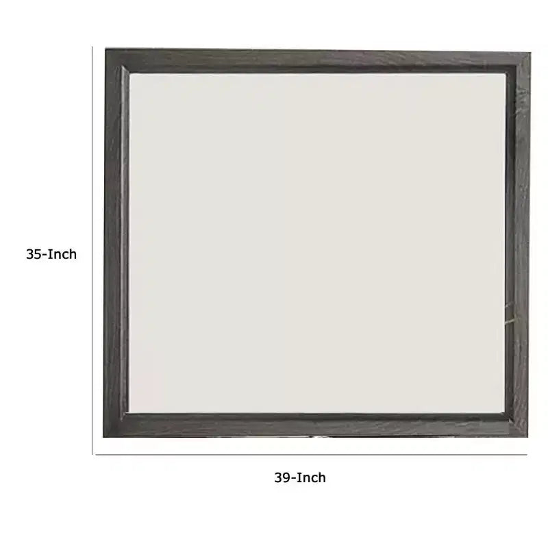 Royal Hampton Dresser Vanity Mirror, 39 Inch Contemporary Gray Wood Frame