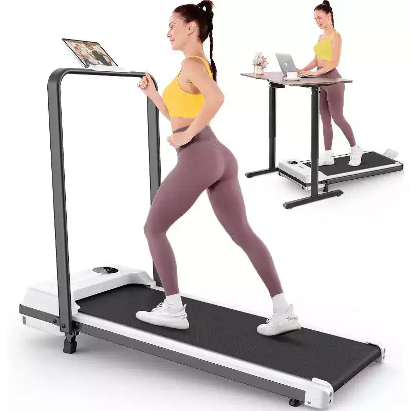 KRISRATE 3.5HP Walking Pad Treadmill with Handle Bar & Shock Absorption, Foldable Treadmills for Home, Under Desk Compact Walking Pad