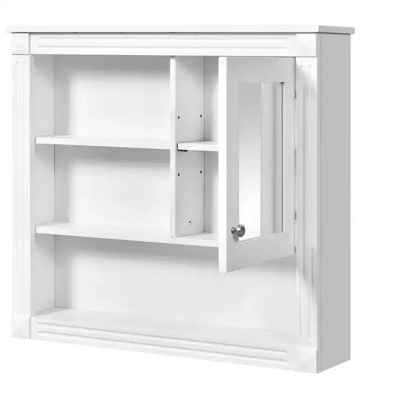 FAMYYT Armoire de toilette rectangulaire en MDF avec miroir, 32 po L x 28 po H, 5 étagères amovibles, charnières à fermeture douce