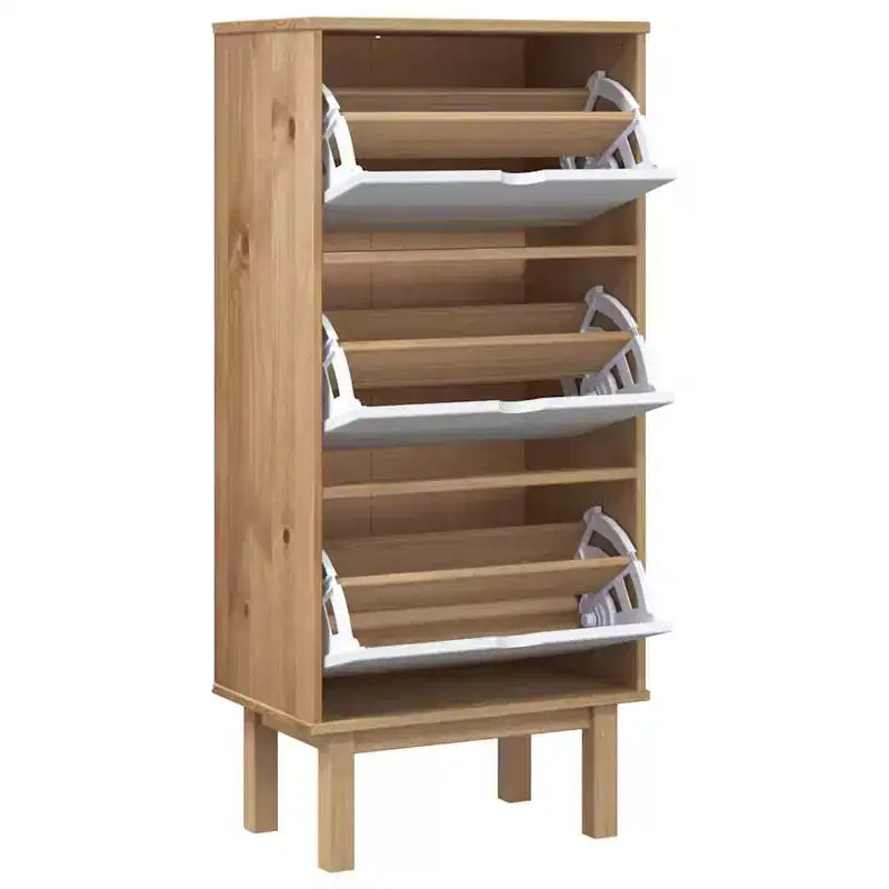 vidaXL Meuble à chaussures en pin massif marron Meuble à chaussures de taille moyenne
