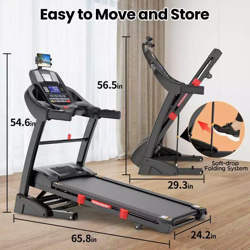 5HP Foldable Treadmill for Home w/ 20% Auto Incline,400lb Capacity, 12MPH Portable Running Walking Treadmill,71 Programs, Personalized Workout w/ APP