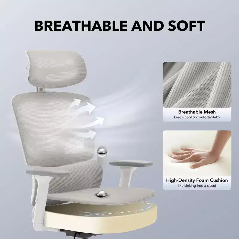 High-Back Ergonomic Office Chair Breathable Mesh Gaming Chair with Adjustable Lumbar & 3D Armrests
