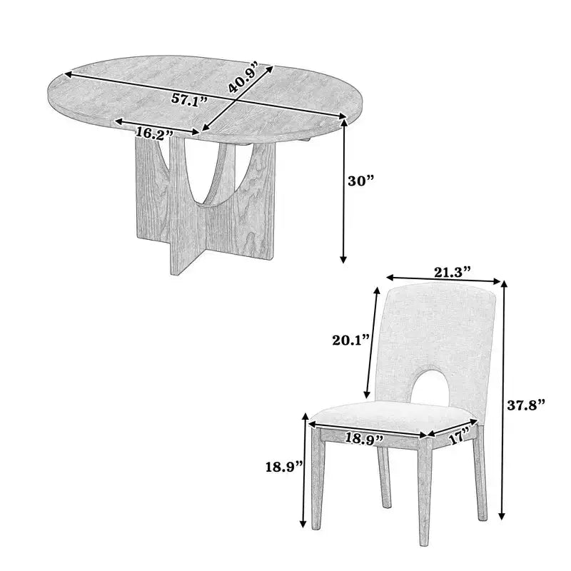 MAYEERTY 5-Piece Modern Extendable Round Dining Table Set, 16.2 Leaf Small Space Table Set, Espresso + Gray