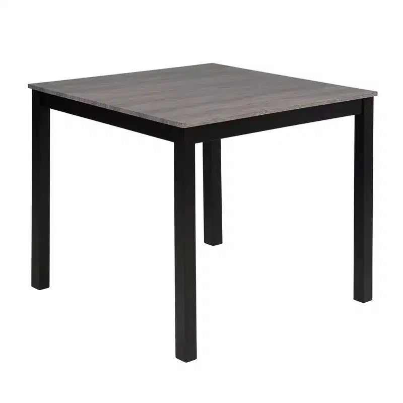 Ensemble de salle à manger en bois MAYEERTY 6 pièces, 4 chaises et banc pour 6 personnes, bicolore gris clair et noir