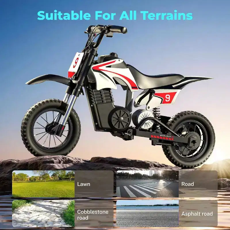 ECOLEAP K1 Kids Electric Dirt Bike 36V 16MPH Fast, 14-Mile Range, 700W Peak Motor, 3-Speed Modes, 12 Off-Road Tires, UL,Ages 3-10