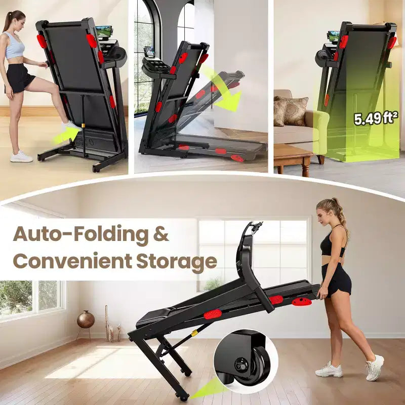 4 in-1 Folding Treadmill with 3.75HP Motor, 10% Manual Incline, Smart App Control, 320 lbs Capacity, Home Fitness Running Machine
