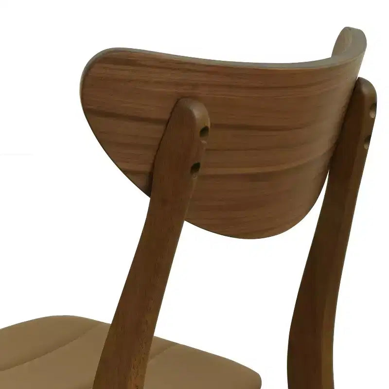 Christopher Knight Home Lot de 2 chaises de salle à manger Josie de style Mid-Century Modern en similicuir et bois d'hévéa, couleur marron/noyer