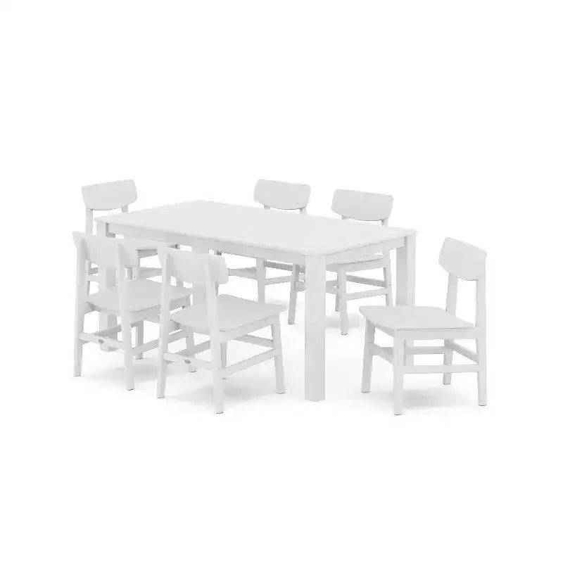 POLYWOOD 7pc Modern Studio Urban Chairs and Parsons Table Outdoor Patio Dining Set