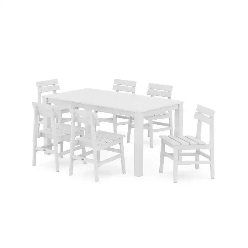 POLYWOOD 7pc Modern Studio Plaza Chairs and Parsons Table Outdoor Patio Dining Set