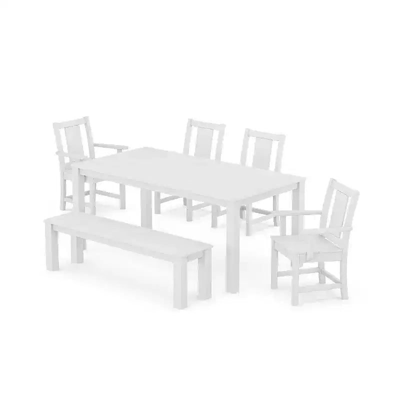 POLYWOOD 6pc Prairie Parsons Outdoor Patio Dining Set with Bench