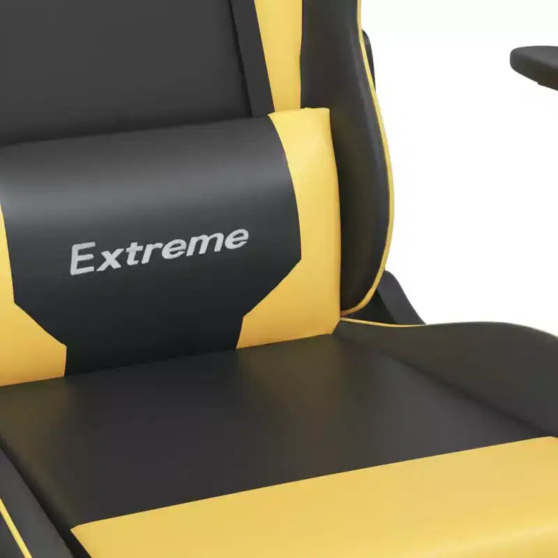 vidaXL Chaise de jeu avec repose-pieds, noir et doré, similicuir