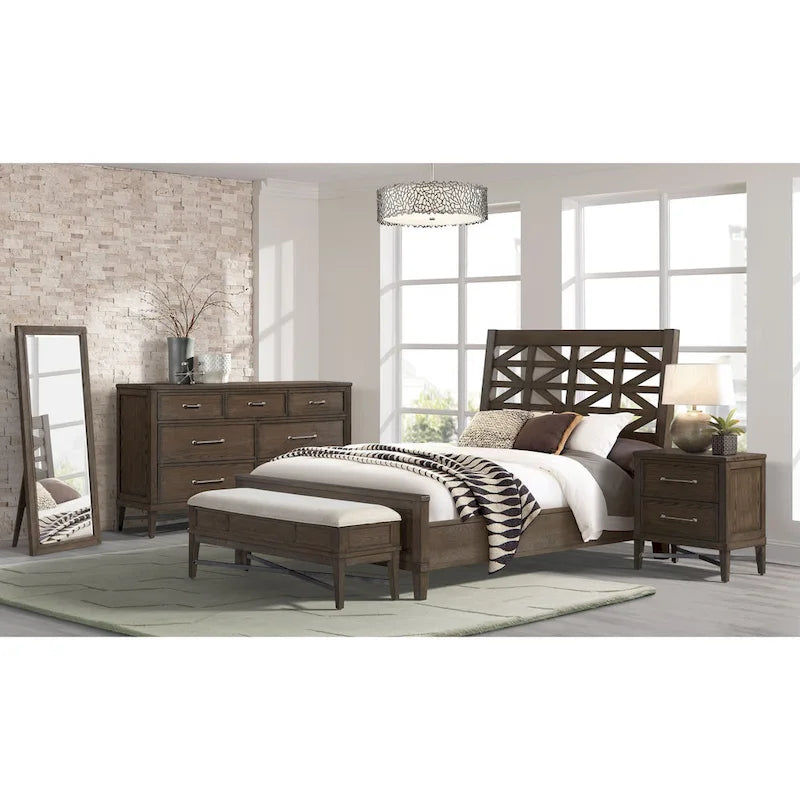 Preston Bedroom Storage Bench with Cushion, Weathered Vintage Oak
