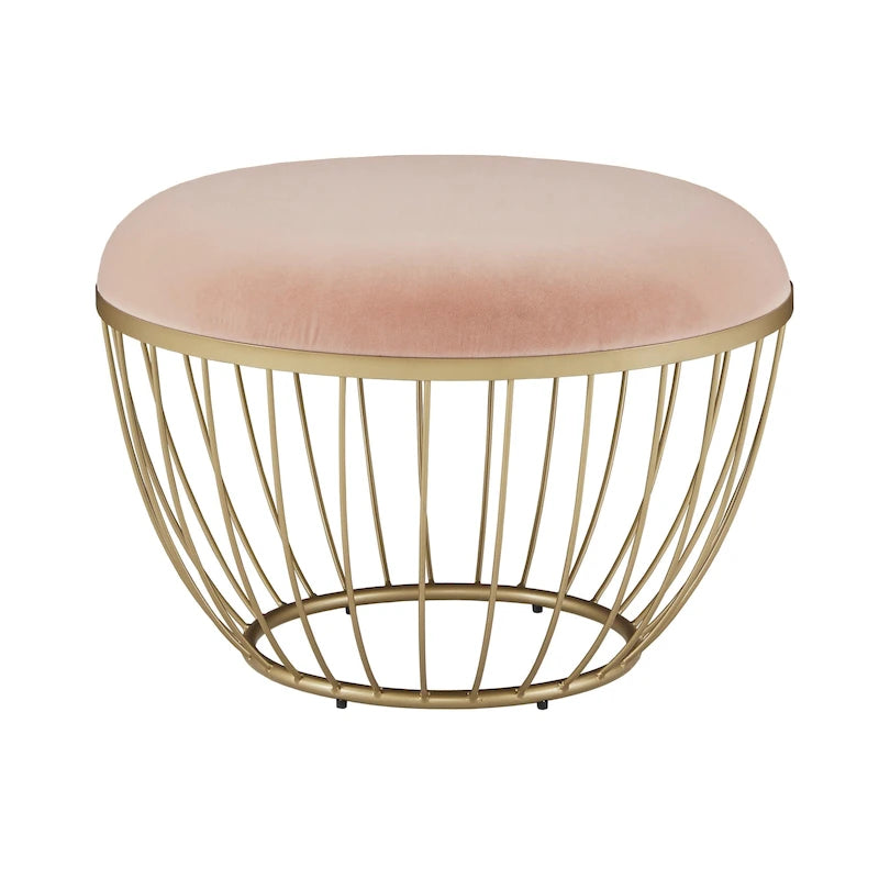 Jinger Fabric Upholstered Round Ottoman by iNSPIRE Q Modern
