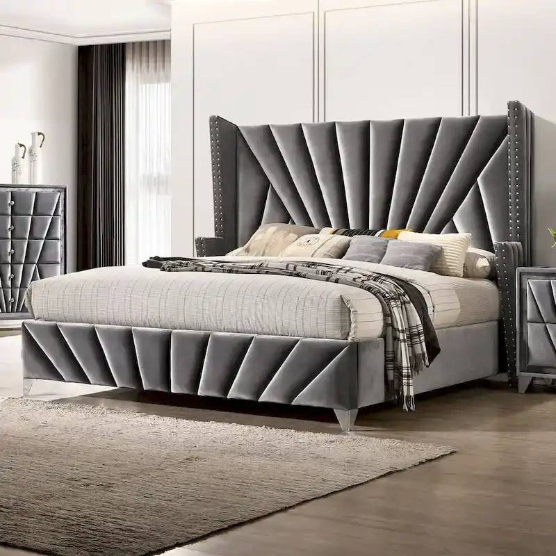Furniture of America Ambrosia Traditional Fabric Upholstered Panel Bed