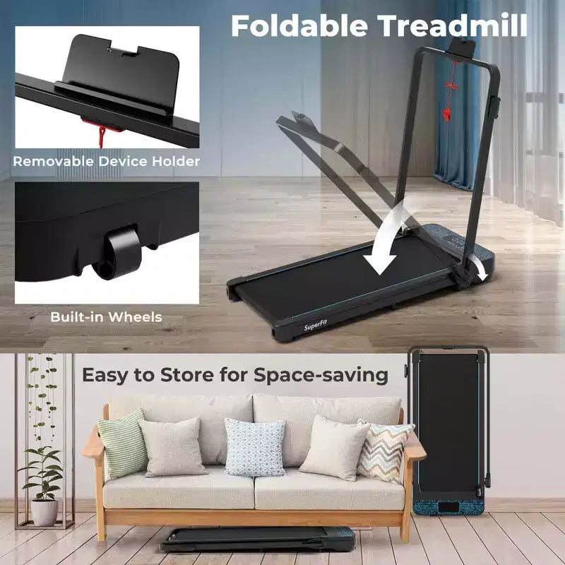 Costway 2 in 1 Folding Treadmill Walking Pad with Remote & APP Control and LED Display