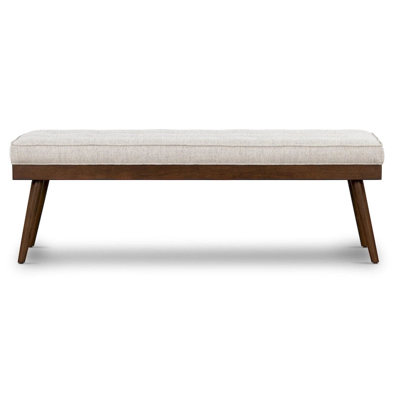Poly & Bark Luca Fabric Bench - Tufted Seat with Solid Wood Legs