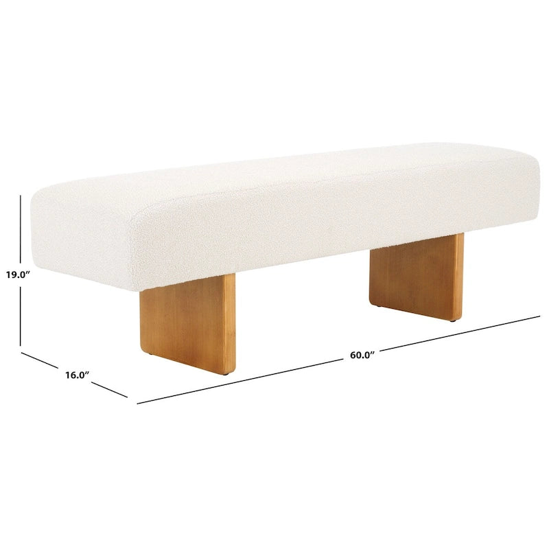 Home Ryer Boucle Bench - 60Wx16Dx19H