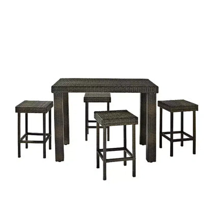 Ensemble de salle à manger Palm Harbor 5 pièces en osier de hauteur comptoir d'extérieur – Marron – Crosley : Cadre en acier, résistant aux UV, sans coussin