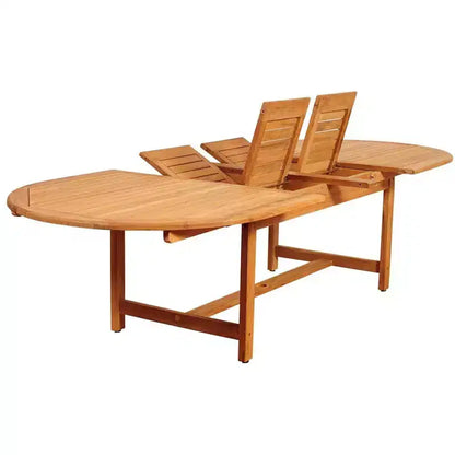 Noah 9pc Teak Wood Wicker Double-Extendable Oval Patio Dining Set - International Home Miami: Weather-Resistant