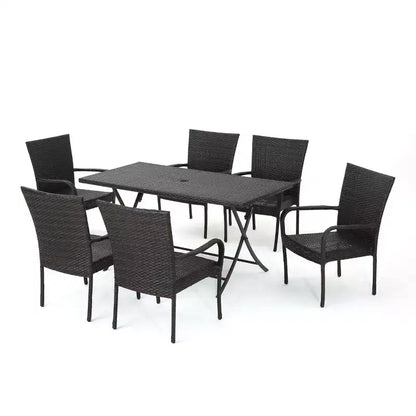 Neva 7pc Wicker Dining Set - Brown - Christopher Knight Home